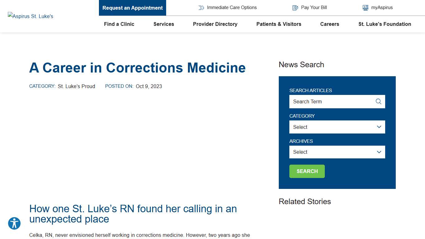 A Career in Corrections Medicine St. Luke's Duluth, MN